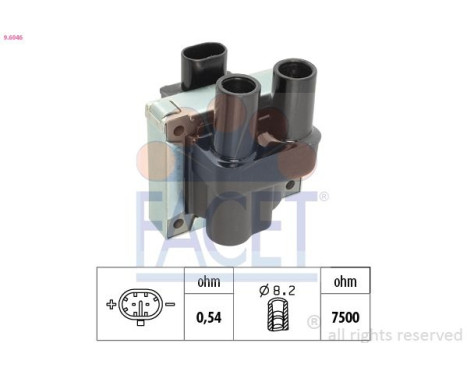 Ignition Coil Made in Italy - OE Equivalent 9.6046 Facet, Image 2