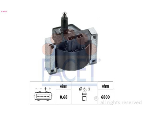 Ignition Coil Made in Italy - OE Equivalent 9.6055 Facet, Image 2