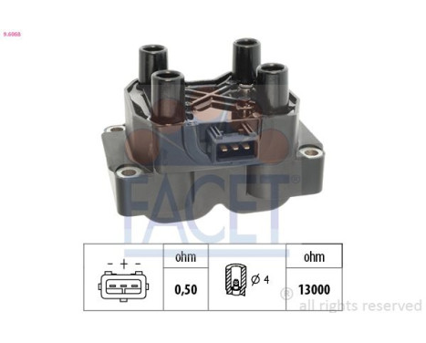 Ignition Coil Made in Italy - OE Equivalent 9.6068 Facet, Image 2