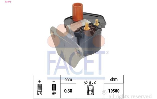 Ignition Coil Made in Italy - OE Equivalent 9.6078 Facet