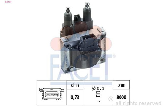 Ignition Coil Made in Italy - OE Equivalent 9.6175 Facet