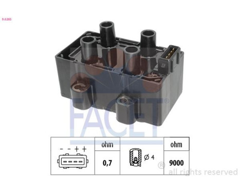 Ignition Coil Made in Italy - OE Equivalent 9.6265 Facet, Image 2