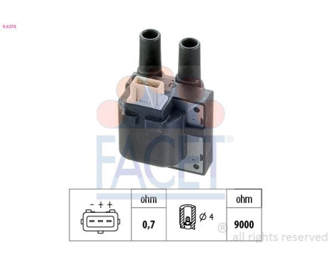 Ignition Coil Made in Italy - OE Equivalent 9.6278 Facet, Image 2