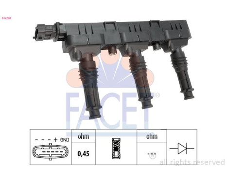 Ignition Coil Made in Italy - OE Equivalent 9.6298 Facet, Image 2