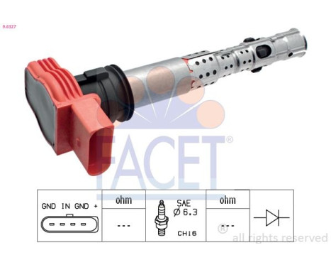 Ignition Coil Made in Italy - OE Equivalent 9.6327 Facet, Image 4