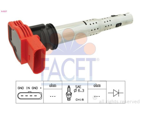 Ignition Coil Made in Italy - OE Equivalent 9.6327 Facet, Image 4