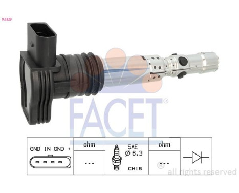 Ignition Coil Made in Italy - OE Equivalent 9.6329 Facet, Image 2