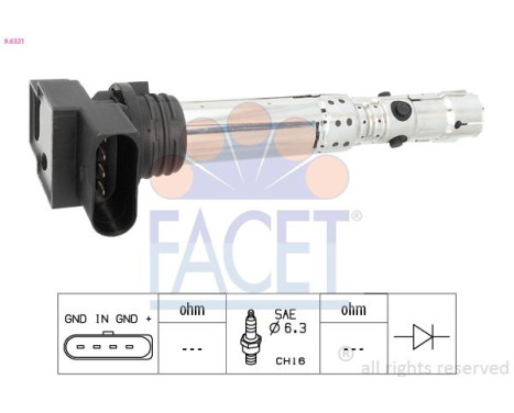 Ignition Coil Made in Italy - OE Equivalent 9.6331 Facet, Image 2