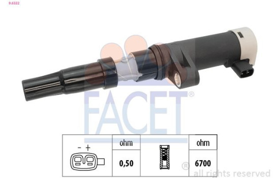 Ignition Coil Made in Italy - OE Equivalent 9.6332 Facet, Image 2