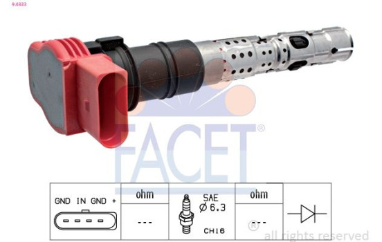 Ignition Coil Made in Italy - OE Equivalent 9.6333 Facet