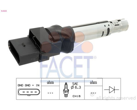 Ignition Coil Made in Italy - OE Equivalent 9.6334 Facet, Image 2