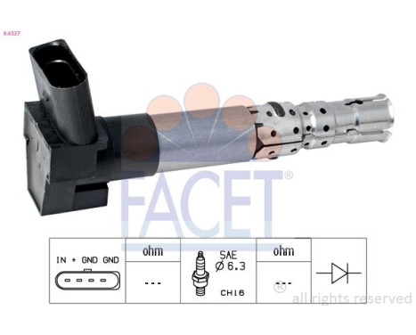 Ignition Coil Made in Italy - OE Equivalent 9.6337 Facet, Image 2