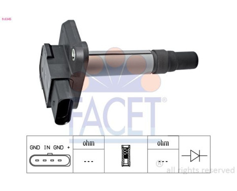 Ignition Coil Made in Italy - OE Equivalent 9.6345 Facet, Image 2