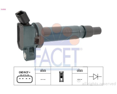 Ignition Coil Made in Italy - OE Equivalent 9.6358 Facet, Image 2