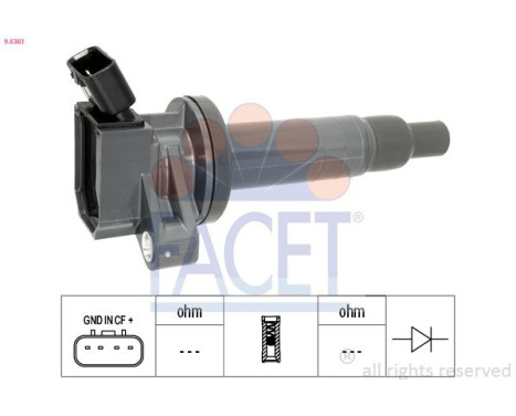 Ignition Coil Made in Italy - OE Equivalent 9.6361 Facet, Image 2