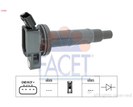 Ignition Coil Made in Italy - OE Equivalent 9.6366 Facet, Image 2