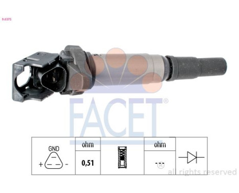 Ignition Coil Made in Italy - OE Equivalent 9.6375 Facet, Image 2
