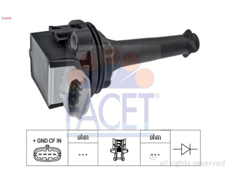 Ignition Coil Made in Italy - OE Equivalent 9.6378 Facet, Image 2