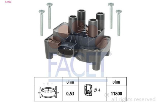 Ignition Coil Made in Italy - OE Equivalent 9.6432 Facet, Image 2