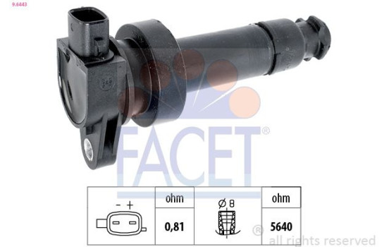 Ignition Coil Made in Italy - OE Equivalent 9.6443 Facet