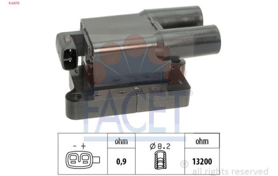 Ignition Coil Made in Italy - OE Equivalent 9.6479 Facet