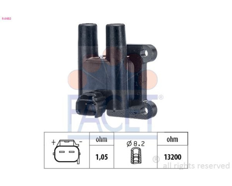 Ignition Coil Made in Italy - OE Equivalent 9.6482 Facet, Image 2