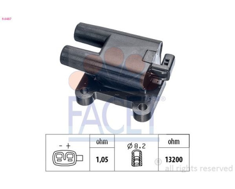 Ignition Coil Made in Italy - OE Equivalent 9.6487 Facet, Image 2