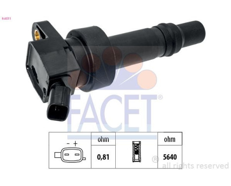 Ignition Coil Made in Italy - OE Equivalent 9.6511 Facet, Image 2