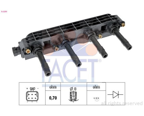 Ignition Coil OE Equivalent 9.6299 Facet, Image 2