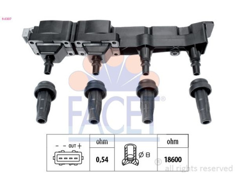 Ignition Coil OE Equivalent 9.6307 Facet, Image 2