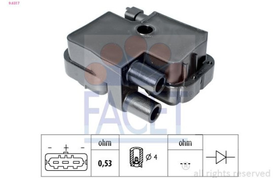 Ignition Coil OE Equivalent 9.6317 Facet, Image 2