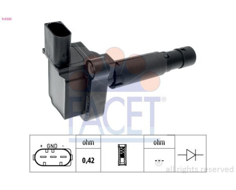 Ignition Coil OE Equivalent 9.6320 Facet, Image 2