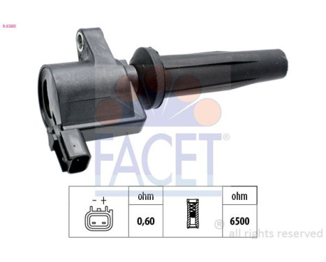 Ignition Coil OE Equivalent 9.6380 Facet, Image 2