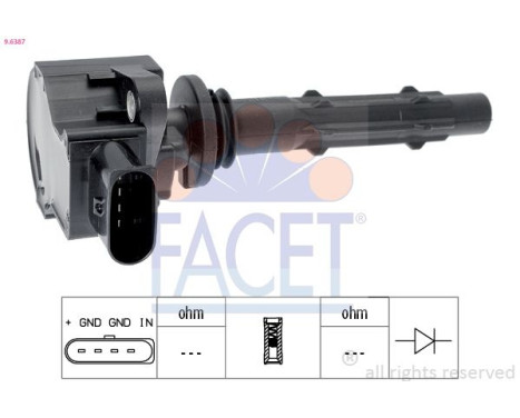 Ignition Coil OE Equivalent 9.6387 Facet, Image 2