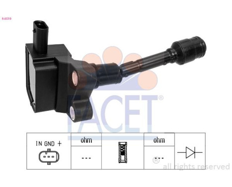 Ignition Coil OE Equivalent 9.6519 Facet, Image 2