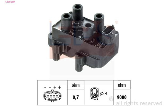 Ignition Coil Made in Italy - OE Equivalent 1.970.389 EPS Facet