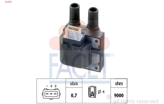 Ignition Coil Made in Italy - OE Equivalent 9.6278 Facet, Image 2