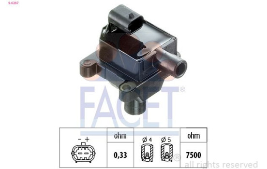 Ignition Coil Made in Italy - OE Equivalent 9.6287 Facet, Image 3