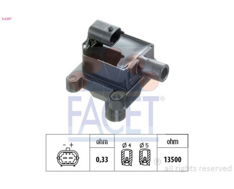 Ignition Coil Made in Italy - OE Equivalent 9.6297 Facet, Image 2