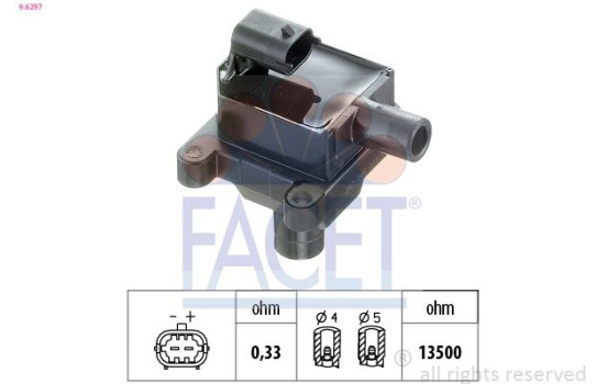 Ignition Coil Made in Italy - OE Equivalent 9.6297 Facet, Image 2