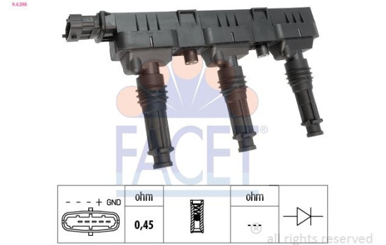 Ignition Coil Made in Italy - OE Equivalent 9.6298 Facet, Image 2