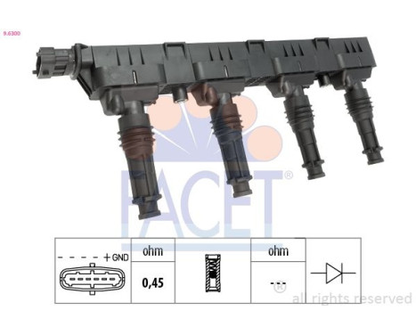 Ignition Coil Made in Italy - OE Equivalent 9.6300 Facet