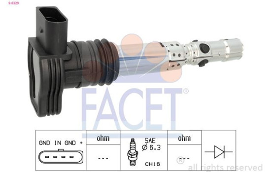 Ignition Coil Made in Italy - OE Equivalent 9.6329 Facet, Image 2