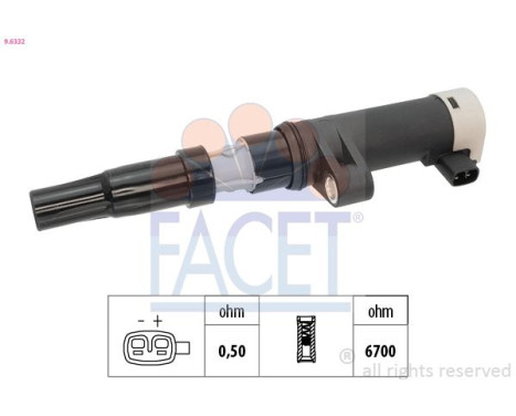 Ignition Coil Made in Italy - OE Equivalent 9.6332 Facet, Image 2