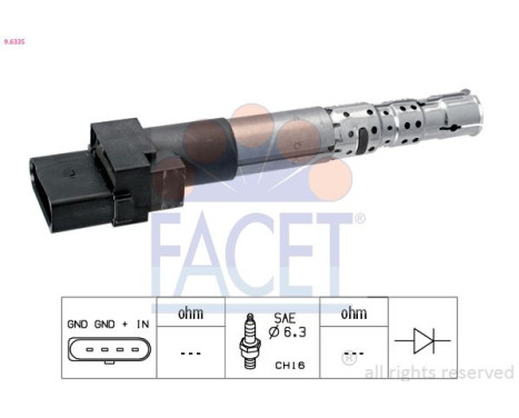 Ignition Coil Made in Italy - OE Equivalent 9.6335 Facet