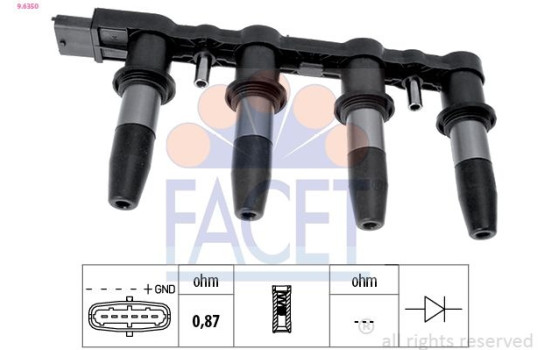 Ignition Coil Made in Italy - OE Equivalent 9.6350 Facet, Image 2