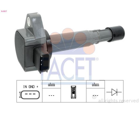 Ignition Coil Made in Italy - OE Equivalent 9.6357 Facet, Image 2