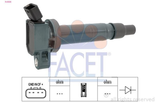 Ignition Coil Made in Italy - OE Equivalent 9.6358 Facet, Image 2