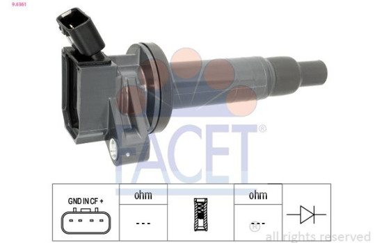 Ignition Coil Made in Italy - OE Equivalent 9.6361 Facet, Image 2