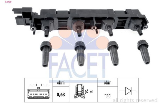 Ignition Coil Made in Italy - OE Equivalent 9.6409 Facet